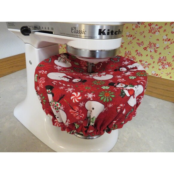 Kitchenaid Mixer Bowl Cover, Reversible, Christmas, Snowmen and Snowflakes - Picture 1 of 5